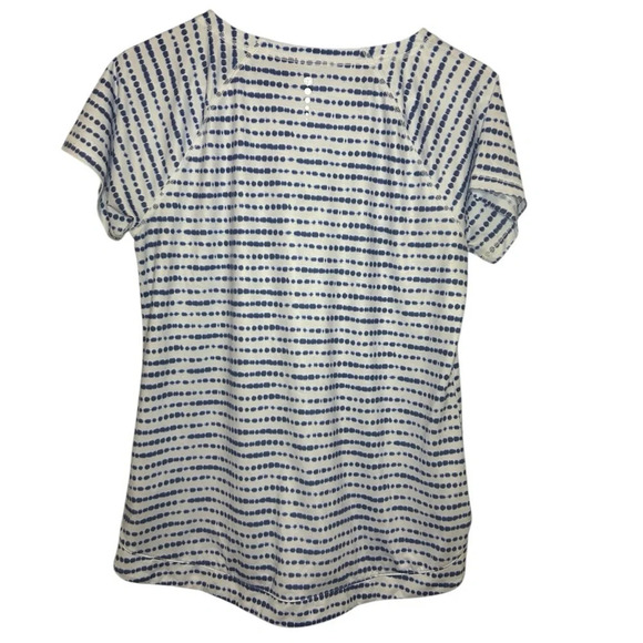 Talbots UPF 50 Sun Shirt Blue White Stripe Tie Dye Size Small - Picture 2 of 9